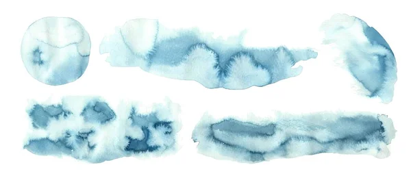 Conjunto Fundos Abstratos Aquarela Azul —  Vetores de Stock