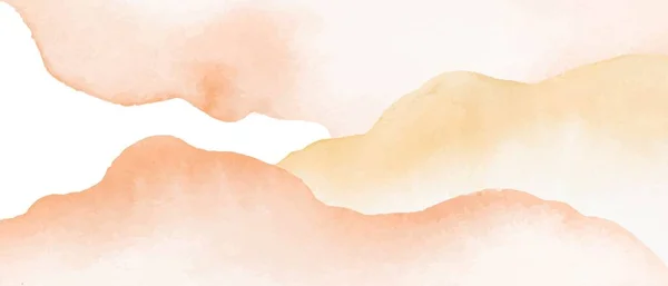 Beige, blush, orange, earthy watercolor fluid painting vector background design. Abstarct hills, mountains. Dusty pastel — Stock Vector