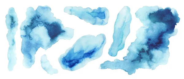 Blauer Aquarell-Hintergrund. Set von Aquarell-Beizen für die Gestaltung. — Stockvektor
