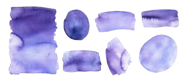 Set Van Abstracte Aquarelachtergronden Blauwe Violette Aquarel Vloeistof Schilderen Vector — Stockvector