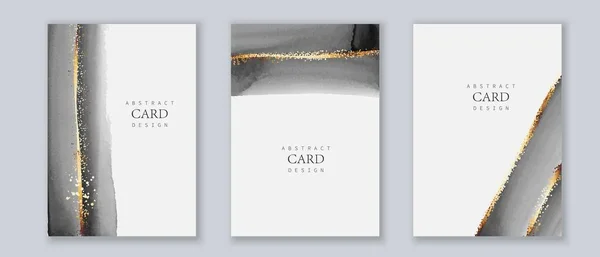 Verticale achtergronden, visitekaartjes, covers. Monochroom, zwart, wit, grijze aquareltextuur — Stockvector