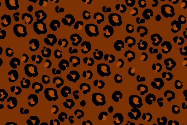 Padrão sem costura com pele de leopardo em marrom, bege, preto. Textura infinita para tecido, roupas, têxteis, papel de parede —  Vetores de Stock