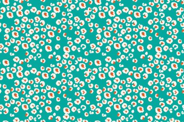 Seamless pattern with white and red dots, blots. Abstract field with tiny flowers. vector