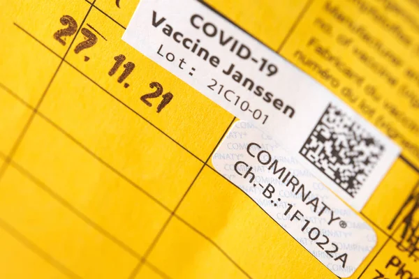 Stuttgart Germania Decembrie 2021 Vaccinarea Împotriva Virusului Corona Covid Cardul — Fotografie, imagine de stoc