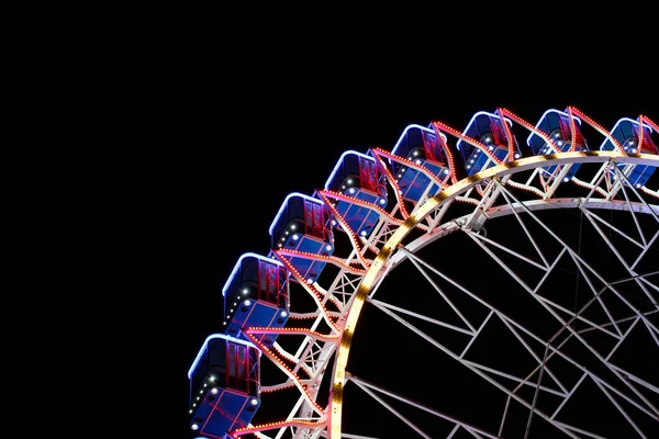Ferris Wheel Illuminated Gondolas Isolated Black Background Part Attraction Night — Stock Photo, Image