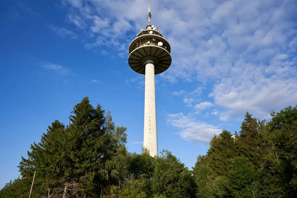 Telecommunications Transmission Radio Tower German Telekom Green Trees Germany Schnittlingen — Stock Photo, Image
