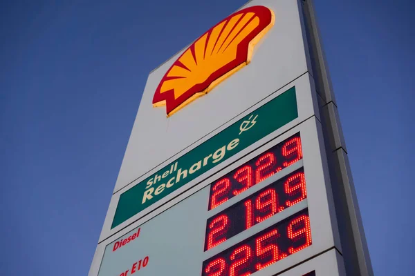 Kirchheim Germany March 2022 Close Price Board High Gasoline Diesel — Stock Photo, Image