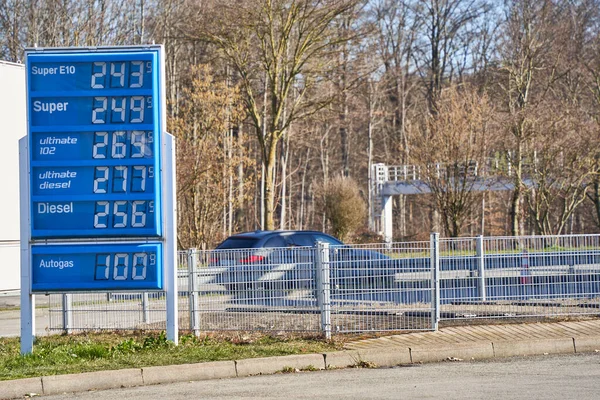 Sindelfingen Alemania Marzo 2022 Tabla Precios Con Altos Precios Gasolina —  Fotos de Stock