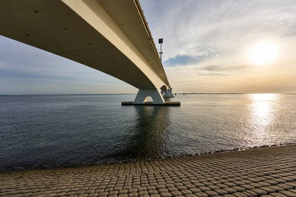 Längste Zeeland Brücke Holland Der Bau Von Beton Und Stahl — Stockfoto