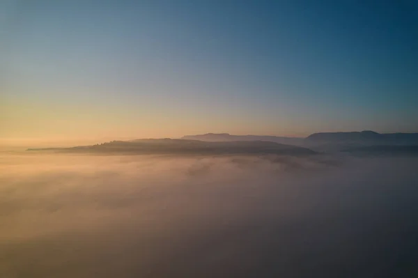 Landscape Shot Fog Hill Panorama Swabian Alb Horizon Blue Sky — Stock Photo, Image