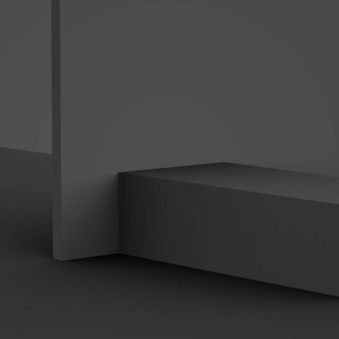 3D siyah gri küp ve kutu podyumu