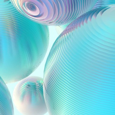 Nane yeşili toplar gümüş renkler izole edilmiş arka plan. Soyut kabarcık parlak pastel 3d geometrik şekil çizimi. 