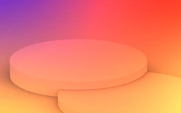 Gelb Orange Und Lila Neonlicht Zylinder Podium Minimalen Studio Farbverlauf — Stockfoto