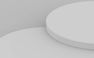 3d gri beyaz silindir podyum minimum stüdyo arkaplanı. Soyut 3d geometrik şekil çizimi çizimi.