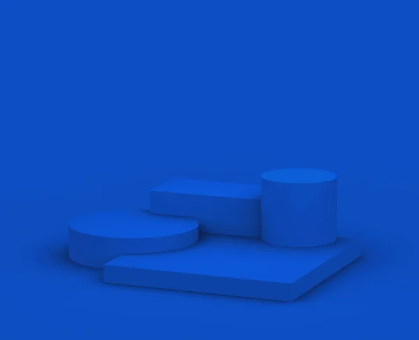 Blaues Podium Modernes Minimalistisches Design Studiohintergrund Abstrakte Darstellung Geometrischer Formen — Stockfoto
