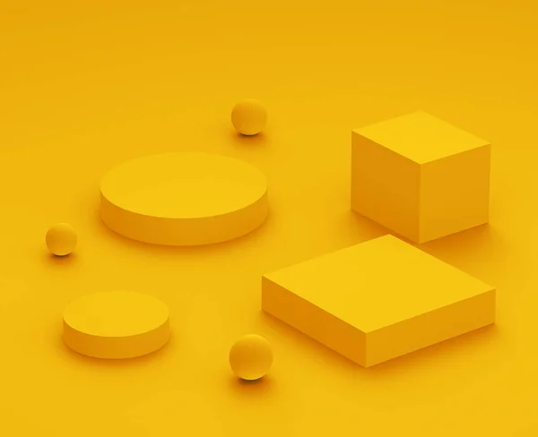 Yellow Podium Minimal Studio Background Abstract Geometric Shape Object Illustration — Stock Photo, Image