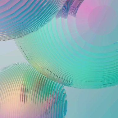 Nane yeşili toplar gümüş renkler izole edilmiş arka plan. Soyut kabarcık parlak pastel 3d geometrik şekil çizimi. 