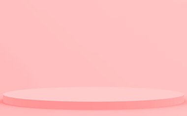 3D pembe silindir podyum minimum stüdyo arkaplanı. Soyut 3d geometrik şekil çizimi. Sevgililer Günü ürünü için göster.