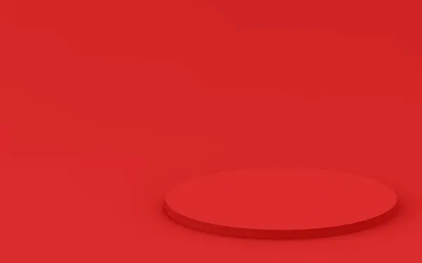 3d kırmızı silindir podyum minimum stüdyo arkaplanı. Soyut 3d geometrik şekil çizimi. Yaz tatili ürünleri için görüntü.