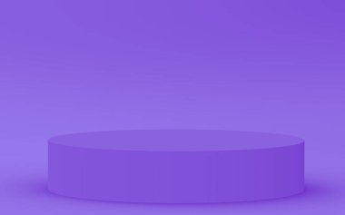 3d mor menekşe silindir podyum minimal stüdyo arka planı. Soyut 3d geometrik şekil çizimi. Kozmetik parfüm ürünleri için görünüm.