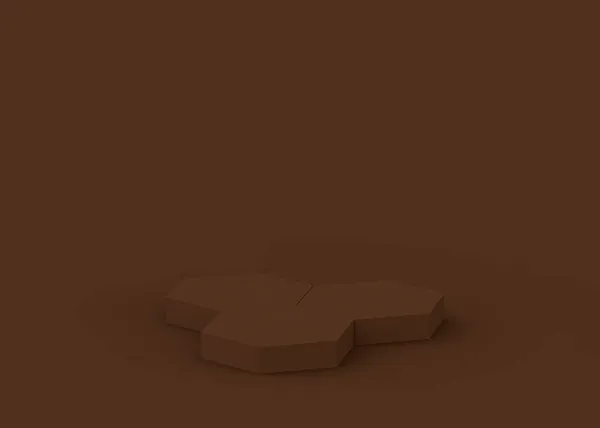 Brown Dark Hexagon Podium Minimal Latar Belakang Studio Ilustrasi Objek — Stok Foto