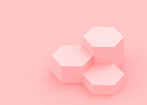 Abstract Roze Zeshoek Podium Minimale Studio Achtergrond Geometrische Vorm Object — Stockfoto