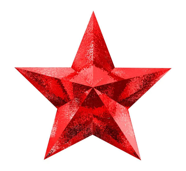 Estrela Natal Vermelha Isolada Fundo Branco Objeto Renderização Com Caminho — Fotografia de Stock