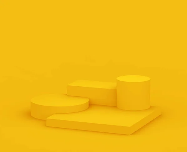 Jaune Podium Fond Studio Minimal Abstrait Géométrique Forme Objet Illustration — Photo