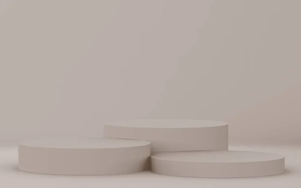 3Dブラウンクリームシリンダーの表彰台最小限のスタジオの背景 概要3D形状オブジェクトイラストレンダリング 化粧品香水ファッション製品の表示 — ストック写真