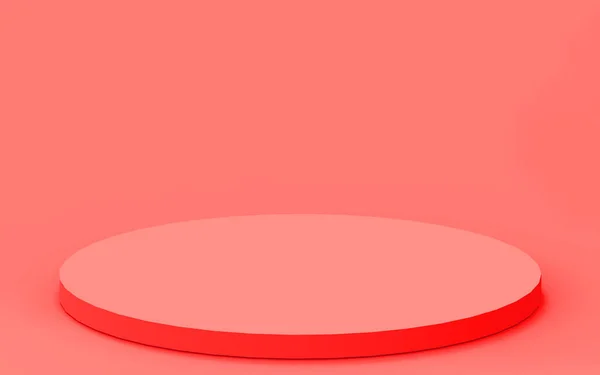 Różowy Koralowy Cylinder Podium Minimalne Tło Narożne Studio Abstrakcyjny Geometryczny — Zdjęcie stockowe