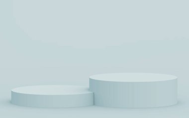 3D gri, parlak silindir podyum stüdyo arka planı. Soyut 3d geometrik şekil çizimi çizimi.