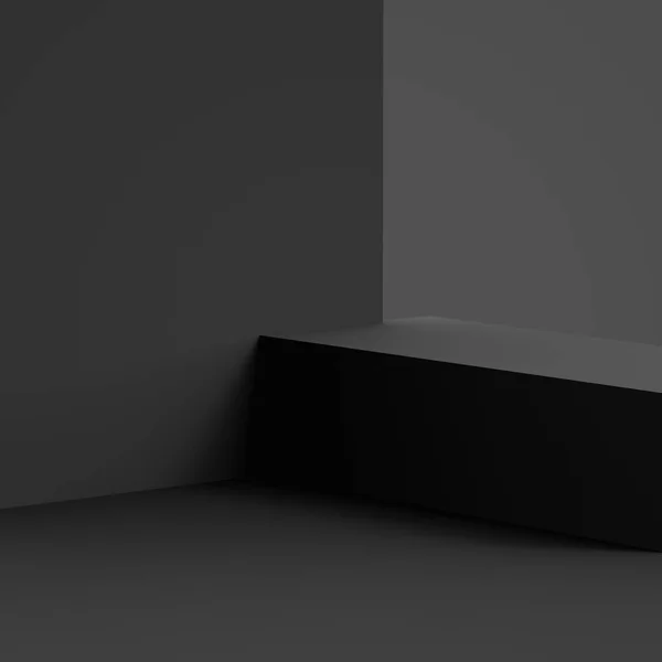 Siyah Gri Küp Küçük Podyum Stüdyo Arka Planı Soyut Geometrik — Stok fotoğraf