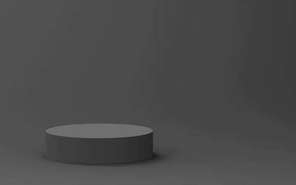 Трехмерный Серый Черный Цилиндр Подиум Минимальный Студийный Фон Абстрактная Трехмерная — стоковое фото