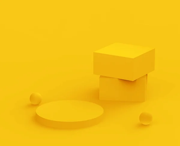 Jaune Podium Fond Studio Minimal Abstrait Géométrique Forme Objet Illustration — Photo