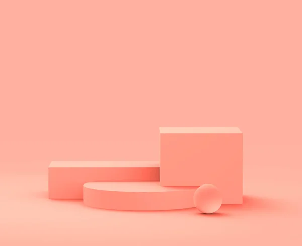 Αφηρημένη Ροζ Ροδάκινο Πλατφόρμα Minimal Στούντιο Φόντο Γεωμετρικό Σχήμα Απεικόνιση — Φωτογραφία Αρχείου