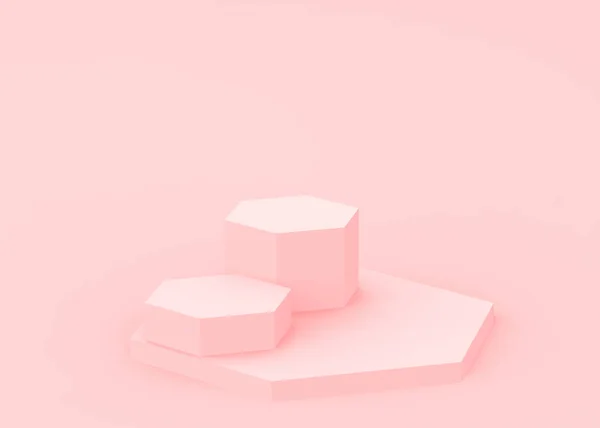 Abstract Pink Hexagon Podium Minimal Studio Background Geometric Shape Object — Stock Photo, Image