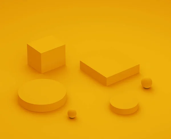 Yellow Podium Minimal Studio Background Abstract Geometric Shape Object Illustration — Stock Photo, Image
