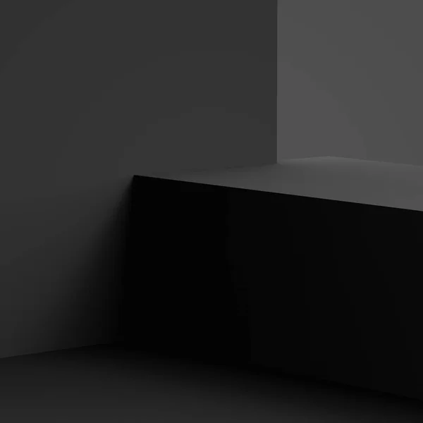 3D黑色灰色立方体和盒式讲台最小场景工作室背景 摘要三维几何形体图解绘制 网上商业产品的展示 — 图库照片