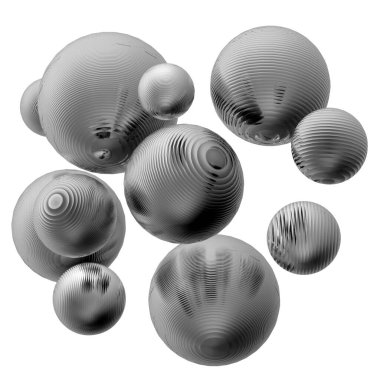 3D metal top, siyah beyaz gradyan renk izole modern arka plan. Soyut kabarcık geometrik şekil nesne çizimi.
