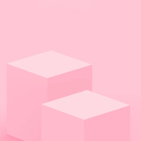 Абстрактний Рожевий Куб Коробка Подіум Мінімальний Сценічний Студійний Фон Візуалізація — стокове фото