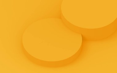 3D sarı silindir podyum minimum stüdyo arkaplanı. Soyut 3d geometrik şekil çizimi. Yaz tatili ürünleri için görüntü.