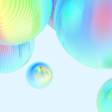 3D metal toplar pastel renkler izole edilmiş modern arkaplan. Soyut yuvarlak geometrik şekil çizimi çizimi.