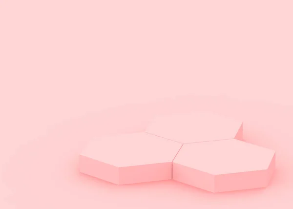 Абстрактный Розовый Шестиугольник Минимальном Студийном Фоне Трехмерная Иллюстрация Объекта Геометрической — стоковое фото