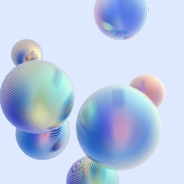 三维金属球粘贴梯度色隔离现代背景 抽象圆形几何物体图解绘制 — 图库照片