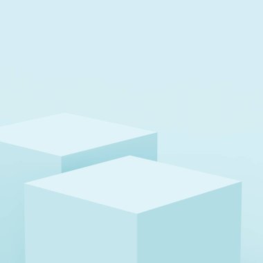 3D mavi parlak sahne sahne stüdyo arkaplanı minimal. Soyut 3d geometrik şekil çizimi. Teknoloji, tıp sektörü ve yaz tatili ürünleri için görüntü.