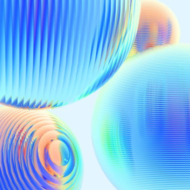 3D metal toplar pastel renkler izole edilmiş modern arkaplan. Soyut yuvarlak geometrik şekil çizimi çizimi.