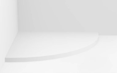 3D gri, parlak silindir podyum stüdyo arka planı. Soyut 3d geometrik şekil çizimi çizimi.