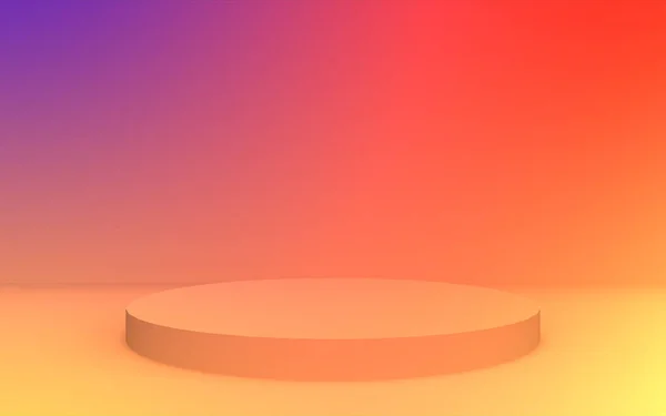 Yellow Orange Purple Neon Light Cylinder Podium Minimal Studio Gradient — Stock Photo, Image