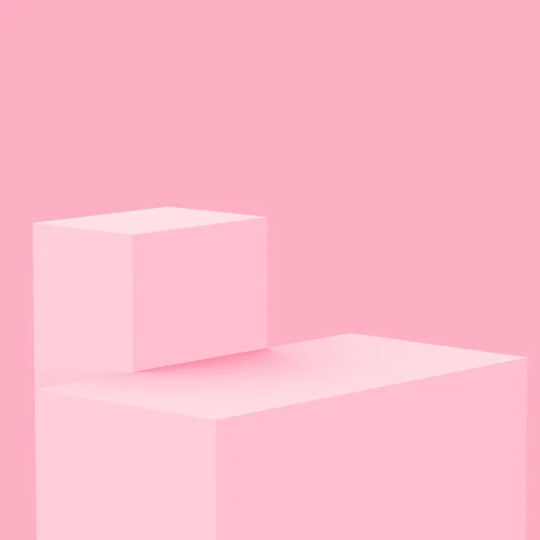 Rose Cube Box Podium Scène Minimale Fond Studio Illustration Abstraite — Photo