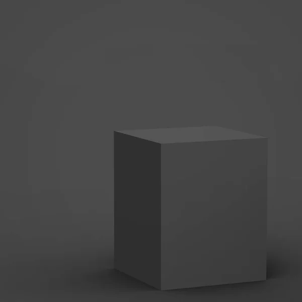 Negro Cubo Gris Caja Podio Escena Mínima Fondo Estudio Abstracto — Foto de Stock